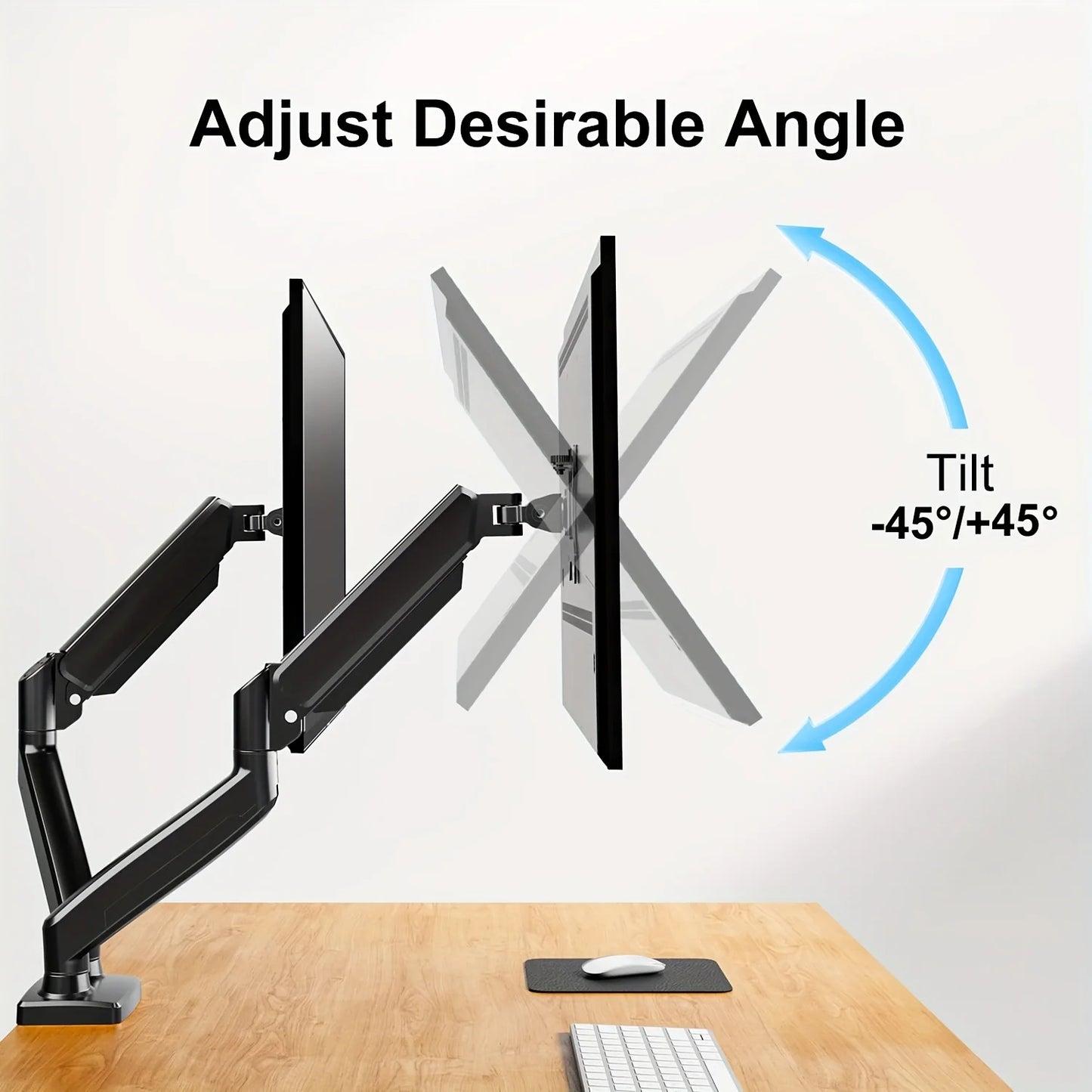 Soporte de monitor para pantallas de 13 a 32 pulgadas, resorte de gas para montaje de monitor dual, brazo de monitor dual ajustable con movimiento completo 