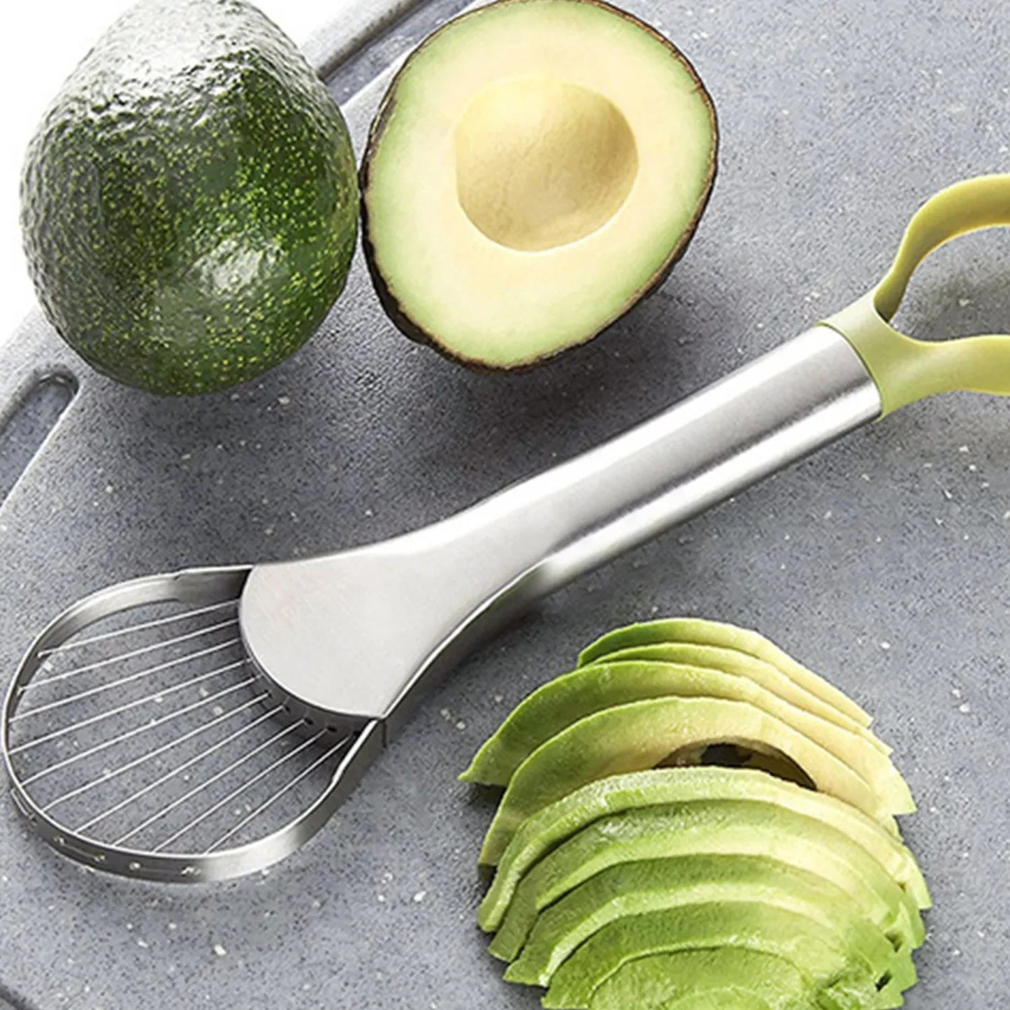 Multi-purpose stainless steel avocado cutter, dragon fruit watermelon cutting line avocado sli avocado separator, fruit slicer.