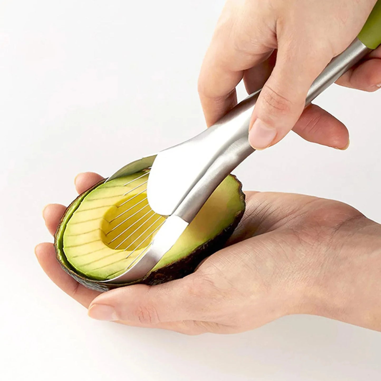 Multi-purpose stainless steel avocado cutter, dragon fruit watermelon cutting line avocado sli avocado separator, fruit slicer.