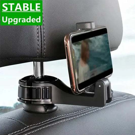 Multifunctional 2 In 1 Car Hook Hidden Mobile Phone Holder Bracket Car Clip Rear Row Headrest Hook Lock Buckle Car Mount Stand