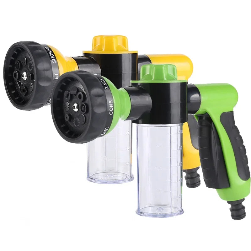 Multifunctional Adjustable Mode Water Guns Nozzle Hose Washer Garten Watering Jet Sprayer with Foam Container Fertilizer Tools