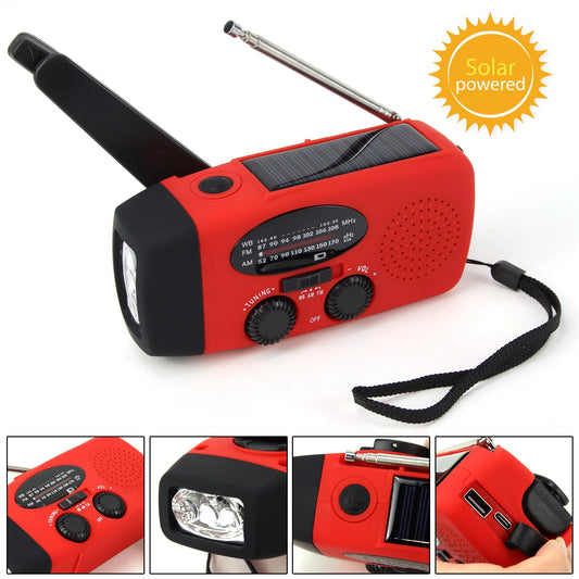 Radio Solar multifuncional con manivela, Radio FM, AM, WB, NOAA, meteorológica, carga USB de 2000mAh, linterna LED de emergencia, prohibición de energía 