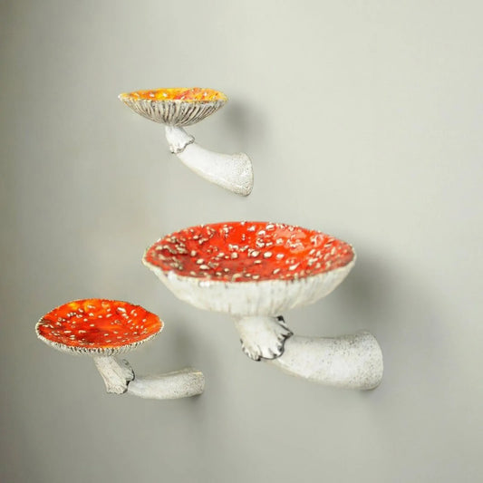 Mushroom Hanging Shelf Mushroom Decoration Frame Amanita Shaped Floating Shelf 3 Size Wall Hanging Storage Rack Home Ornaments