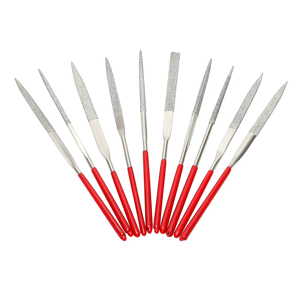 NICEYARD 140mm 10PCS Diamond Mini Needle File Set Hand Tools for Ceramic Glass Gem Stone Hobbies and Crafts