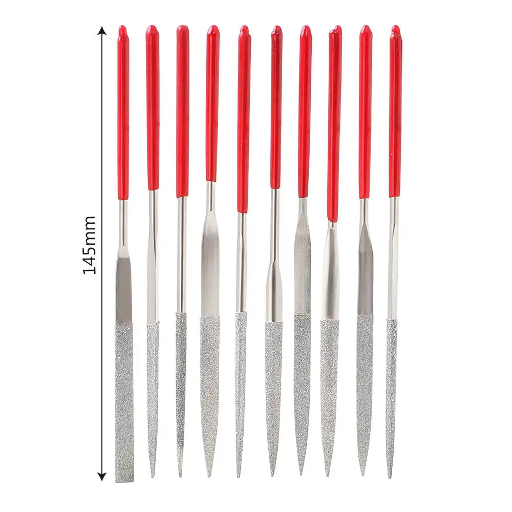 NICEYARD 140mm 10PCS Diamond Mini Needle File Set Hand Tools for Ceramic Glass Gem Stone Hobbies and Crafts