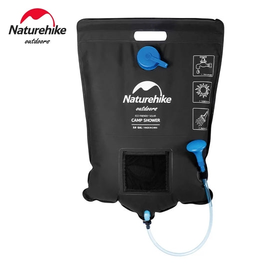 Naturehike-bolsas de agua de 20L, bolsa de ducha de acampada para exteriores, bolsa portátil con calefacción Solar, equipo de baño plegable, cabezal de ducha, bolsa de senderismo 