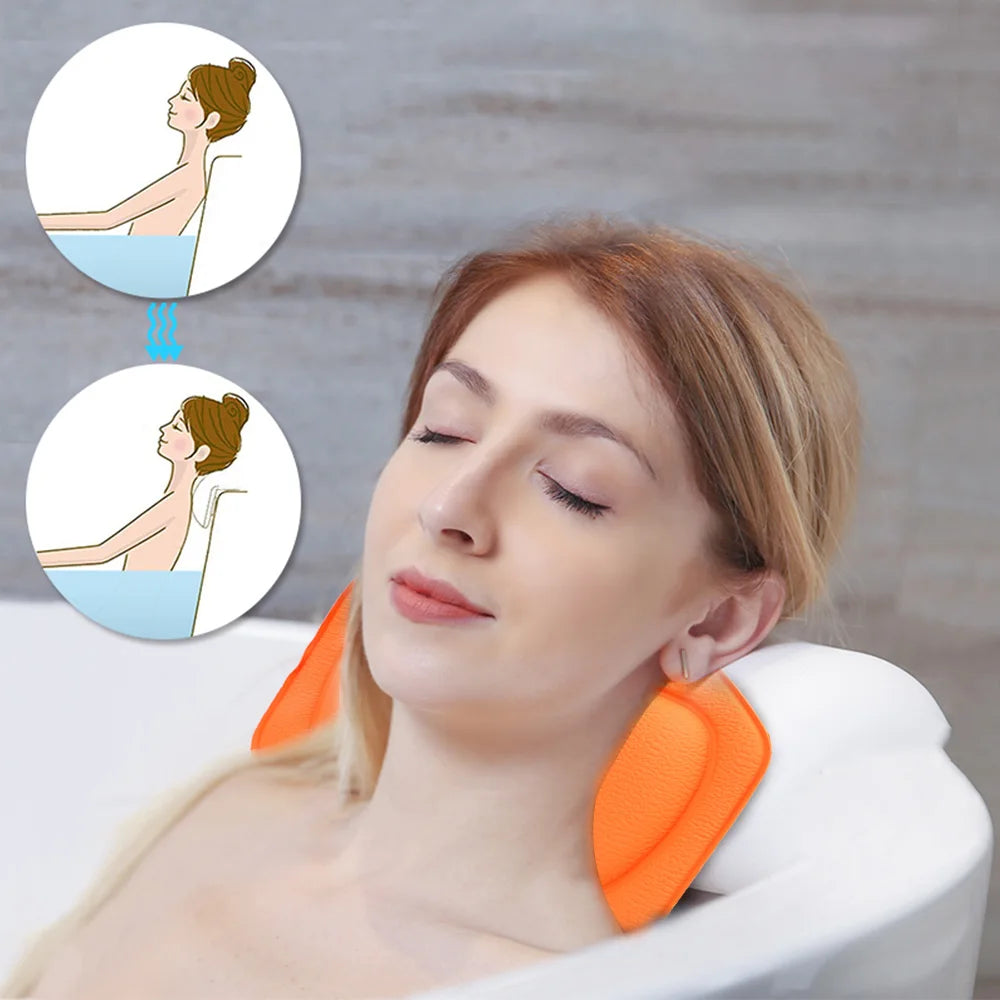 Neck Bathtub Cushion Soft Headrest With Suction Cup SPA Bath Pillow PVC Bathroom Supplies 21*31cm Bath Accessories