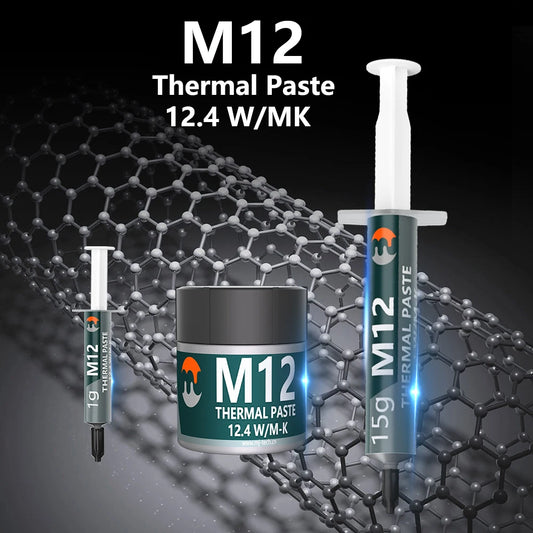 全新高性能导热膏 M12 导热膏石膏 12.4W/mk 1/4/8/15/30g 适用于 CPU/PS5/LED/台式电脑