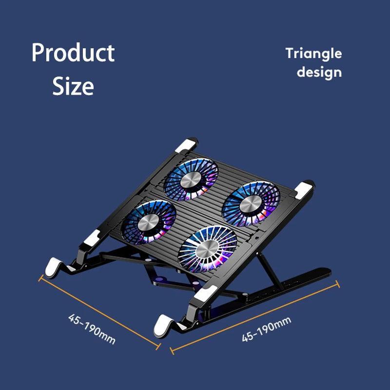 Nuevo soporte de Base enfriador para portátil, almohadilla de refrigeración plegable para portátil, soporte ajustable para portátil de 11-17,3 pulgadas con 2/4 ventiladores 