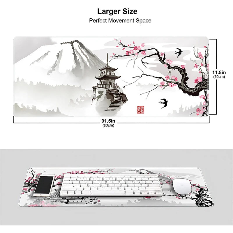 New Sakura Pattern Large Mouse Pad Gamer Big MousePad for Computer Gaming Locking Edge Keyboard Desk Mice Pad Rubber Table Mat