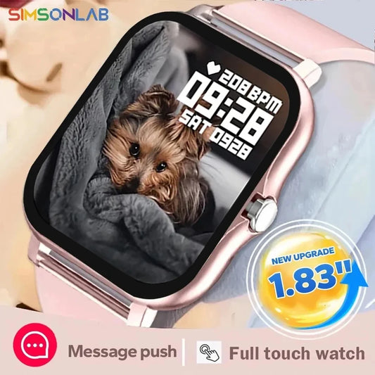 New SmartWatch 1.83" Big Color Screen Full Touch Custom Dial Smart Watch Bluetooth Call with App Support Smart Watch Women Men