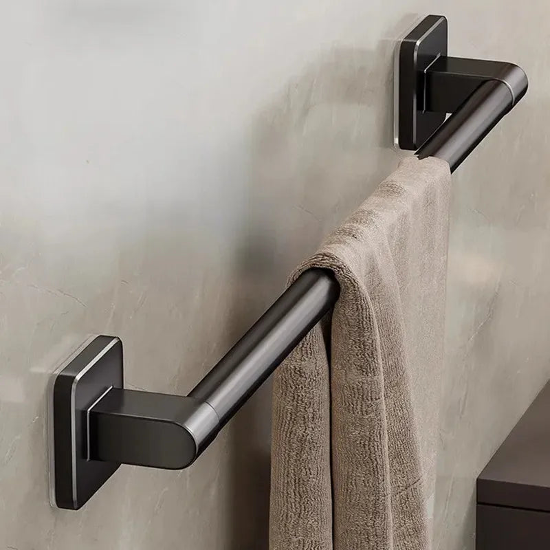 Toallero montado en la pared con ventosa no perforada, estante de almacenamiento para baño, toallero de barra horizontal para baño 