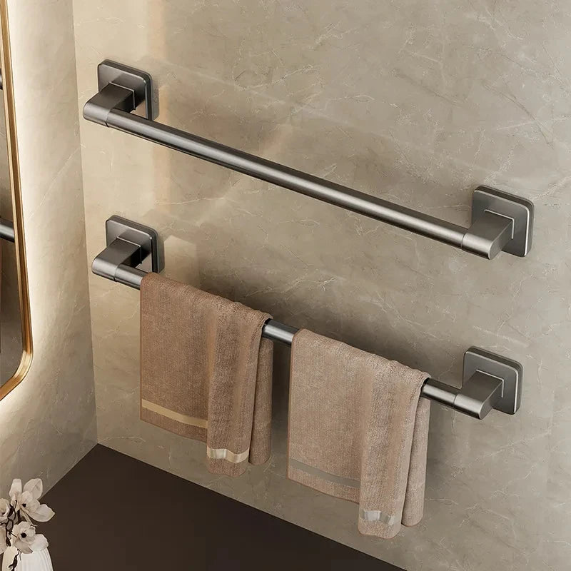 Toallero montado en la pared con ventosa no perforada, estante de almacenamiento para baño, toallero de barra horizontal para baño 