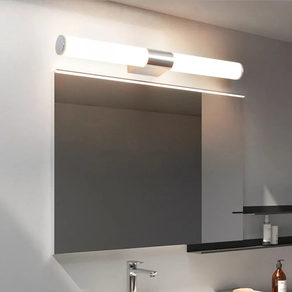 Luces interiores nórdicas para baño, espejo de baño, aplique de luz para tocador, luces de tocador cromadas para baño moderno 