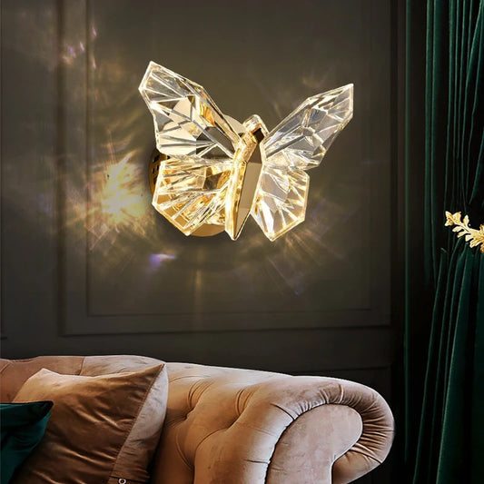 Lámpara de pared de mariposa LED nórdica, accesorio de iluminación interior para sala de estar, mesita de noche, dormitorio, Hotel, TV, decoración moderna para el hogar, apliques de luz de pared 