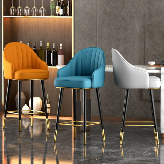 Nordic Living Room Restaurant High Bar Chairs Modern Minimalist Home Furniture Rotating Bar Stool Hotel Swivel Backrest Armchair