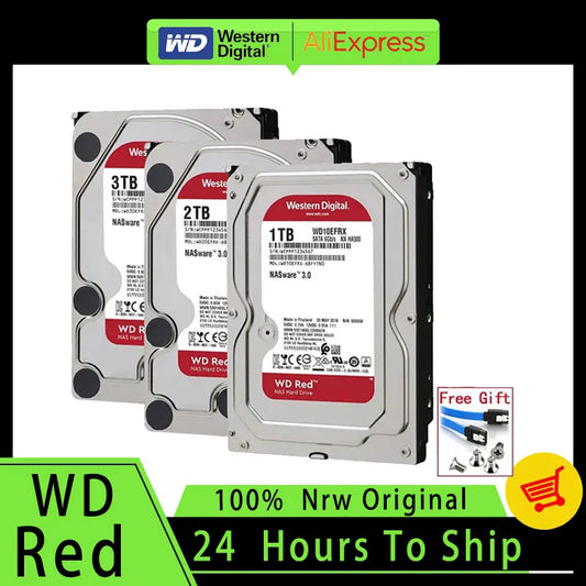 Original Western Digital WD Red NAS 4TB 3TB 3.5" Internal Hard Drive HDD SATA 6GB/S 2TB 1TB SATA 64 MB Cache HDD For Desktop