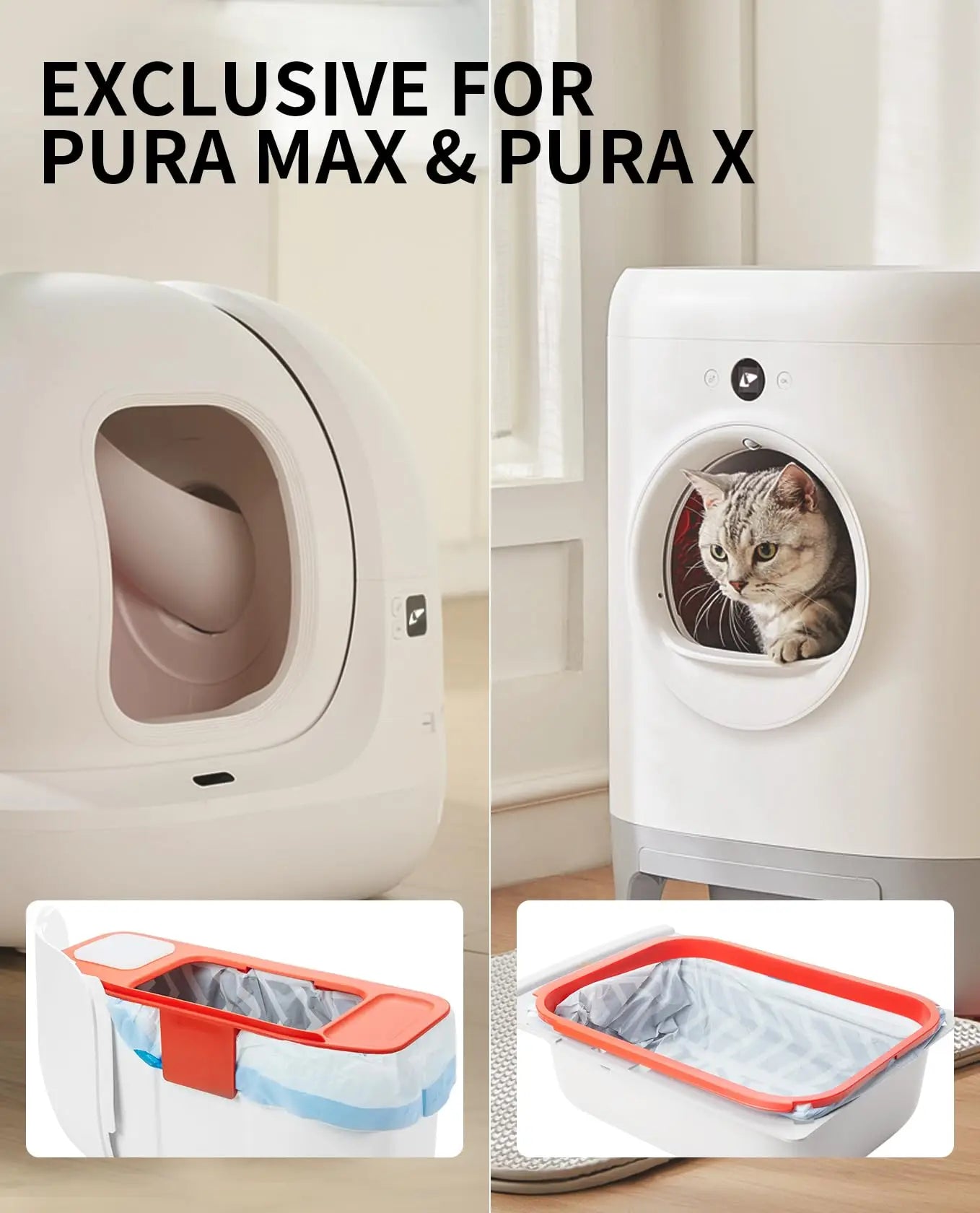 PETKIT PuraX PuraMax Bolsas de residuos reemplazadas, 1-5 rollos, bolsas portátiles para receptáculos de residuos de arena para gatos para caja de arena para gatos autolimpiante 