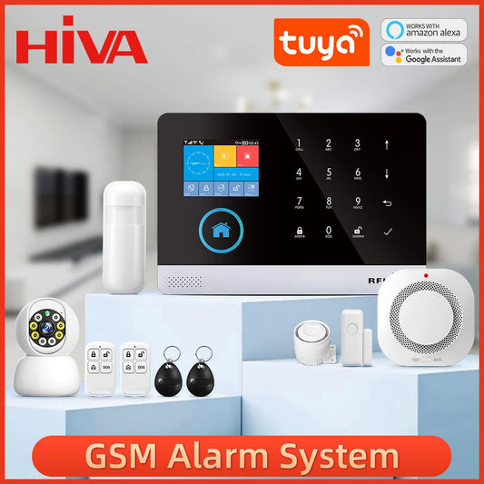 PG-103 sistema de alarma de seguridad para el hogar Wifi GSM alarma intercomunicador Control remoto marcación automática 433MHz detectores IOS Android Tuya APP Control 