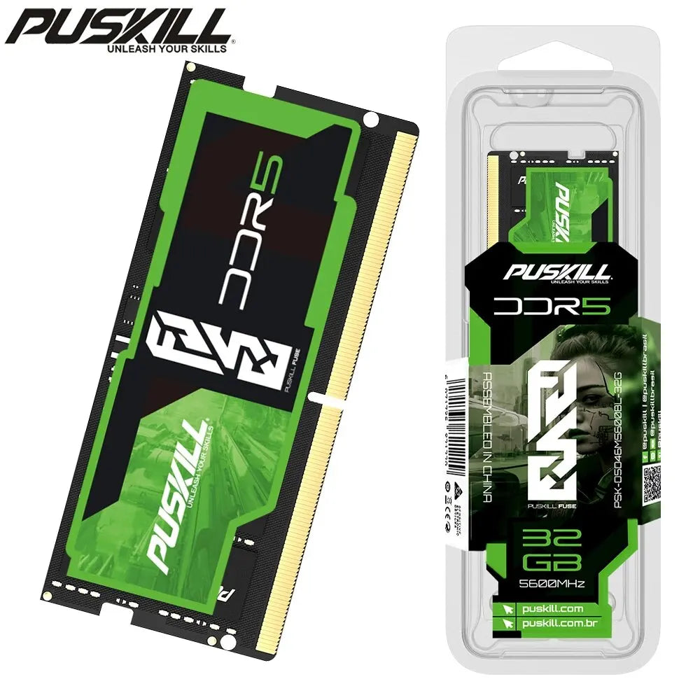 PUSKILL Memoria Ram DDR5 16GB 8GB 32GB 1.1V 262 针 PC4 笔记本 4800MHz 5200MHz 5600MHz 适用于笔记本电脑 SO-DIMM 内存