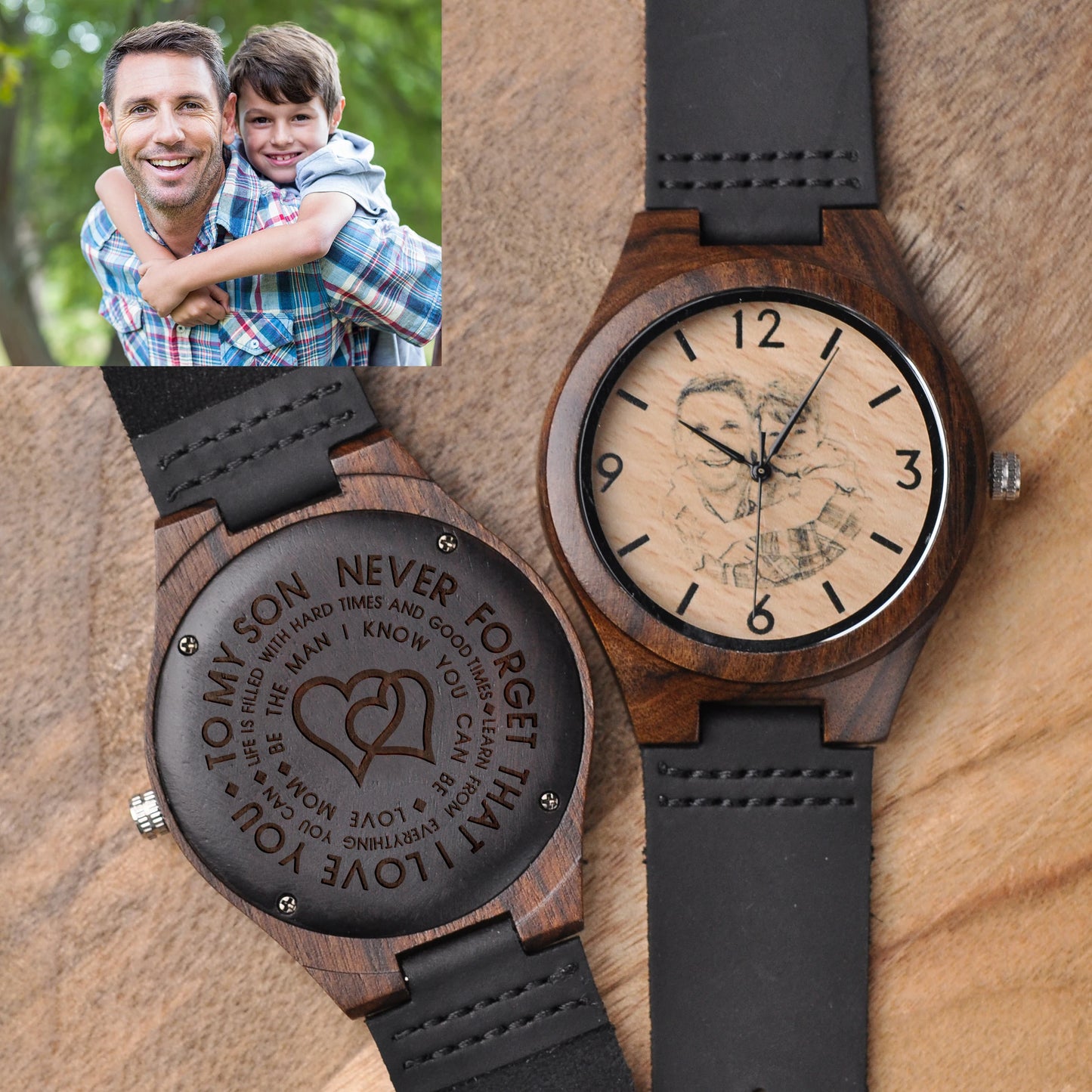 Regalo personalizado Logotipo de la marca MENSAJE Grabado Carga láser tallada en madera Relojes Nombre Personalizar Servicio SOLAMENTE Sin reloj 