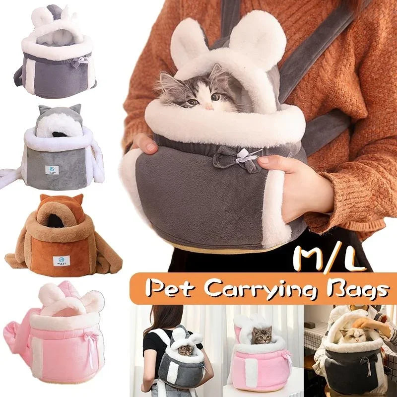 Bolsa portamascotas, mochila de felpa para perros y gatos, para viajes al aire libre, caminar, invierno, nido cálido, gatito, cachorro, pecho colgante, transportadores portátiles 