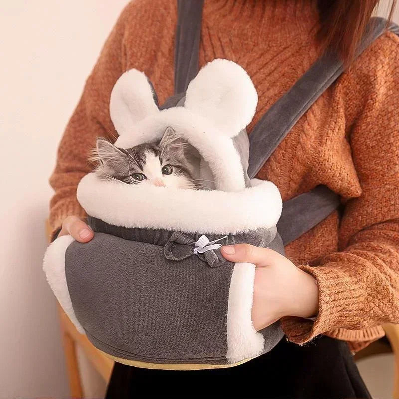 Bolsa portamascotas, mochila de felpa para perros y gatos, para viajes al aire libre, caminar, invierno, nido cálido, gatito, cachorro, pecho colgante, transportadores portátiles 