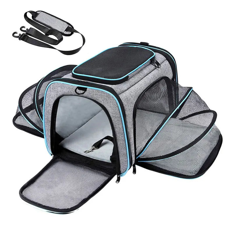 Mochila transportadora para mascotas, bolso de hombro plegable y transpirable portátil, bolsas transportadoras para perros y gatos, bolso de viaje para mascotas, bolsa de transporte 