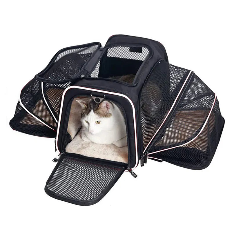 Mochila transportadora para mascotas, bolso de hombro plegable y transpirable portátil, bolsas transportadoras para perros y gatos, bolso de viaje para mascotas, bolsa de transporte 