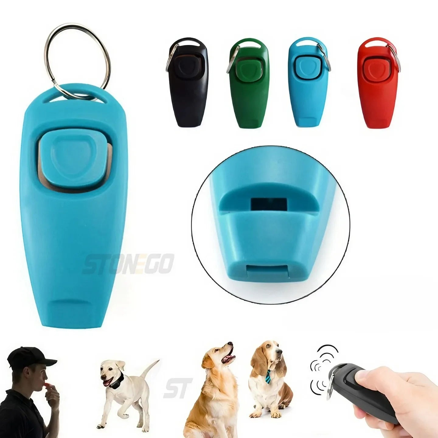 Mascota multifunción 2 en 1 Clicker y silbato entrenador para perros Clicker con llavero entrenador de cachorros flauta para perros y Clicker suministros para mascotas