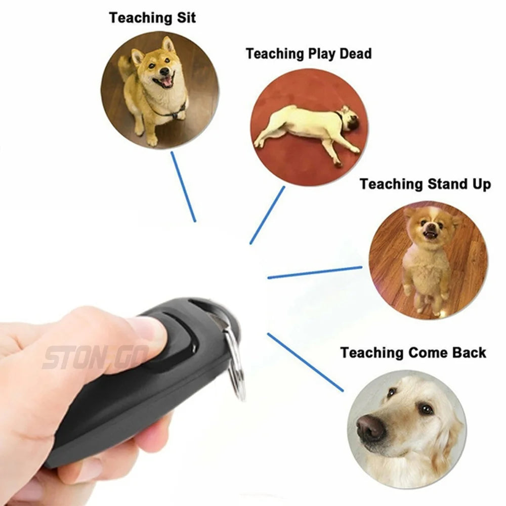 Mascota multifunción 2 en 1 Clicker y silbato entrenador para perros Clicker con llavero entrenador de cachorros flauta para perros y Clicker suministros para mascotas