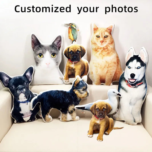 Photo Customization DIY Dog Cushion Pet Plush Toys Dolls Stuffed Animal Cat Pillow Sofa Car Decorative Christmas Present Gift