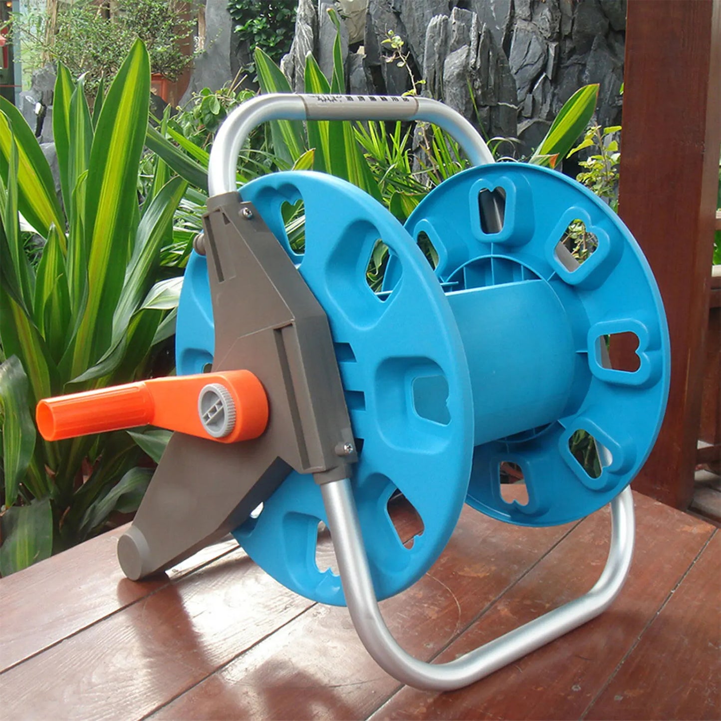 Portable Garden 30M Water Hose Reel Cart Storage Rack Holder Winding Waterpipe Bracket Shaking Tools