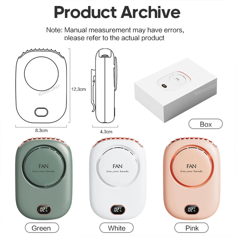 便携式挂颈风扇迷你降温腰扇无叶 USB 可充电运动冷却风扇适合户外运动旅行