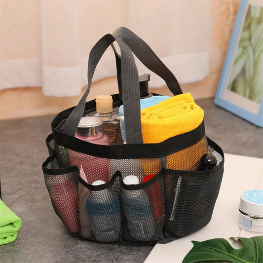 Bolsa portátil de malla para ducha, bolsa de playa, almacenamiento de viaje, bolsa de lavado, bolsa para bañera para natación, adecuada para acampar al aire libre, bolsa de secado rápido 