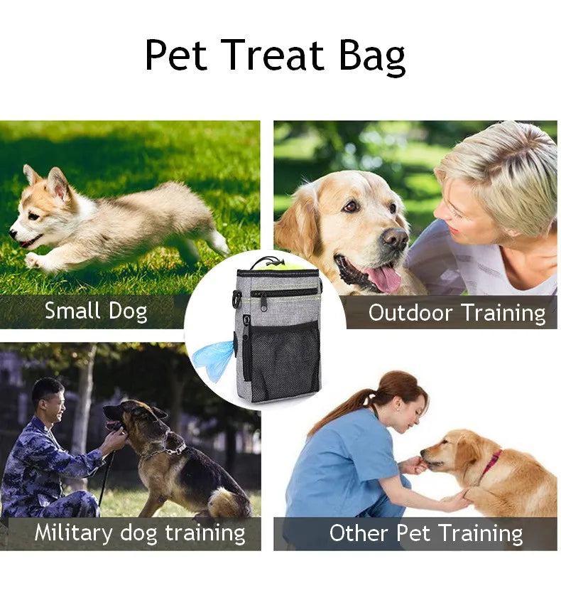 Bolsa portátil para golosinas para mascotas, soporte para alimentos, cinturón ajustable, bolsa de basura, Kit de cuenco plegable, bolsa de entrenamiento para perros multifunción para exteriores 