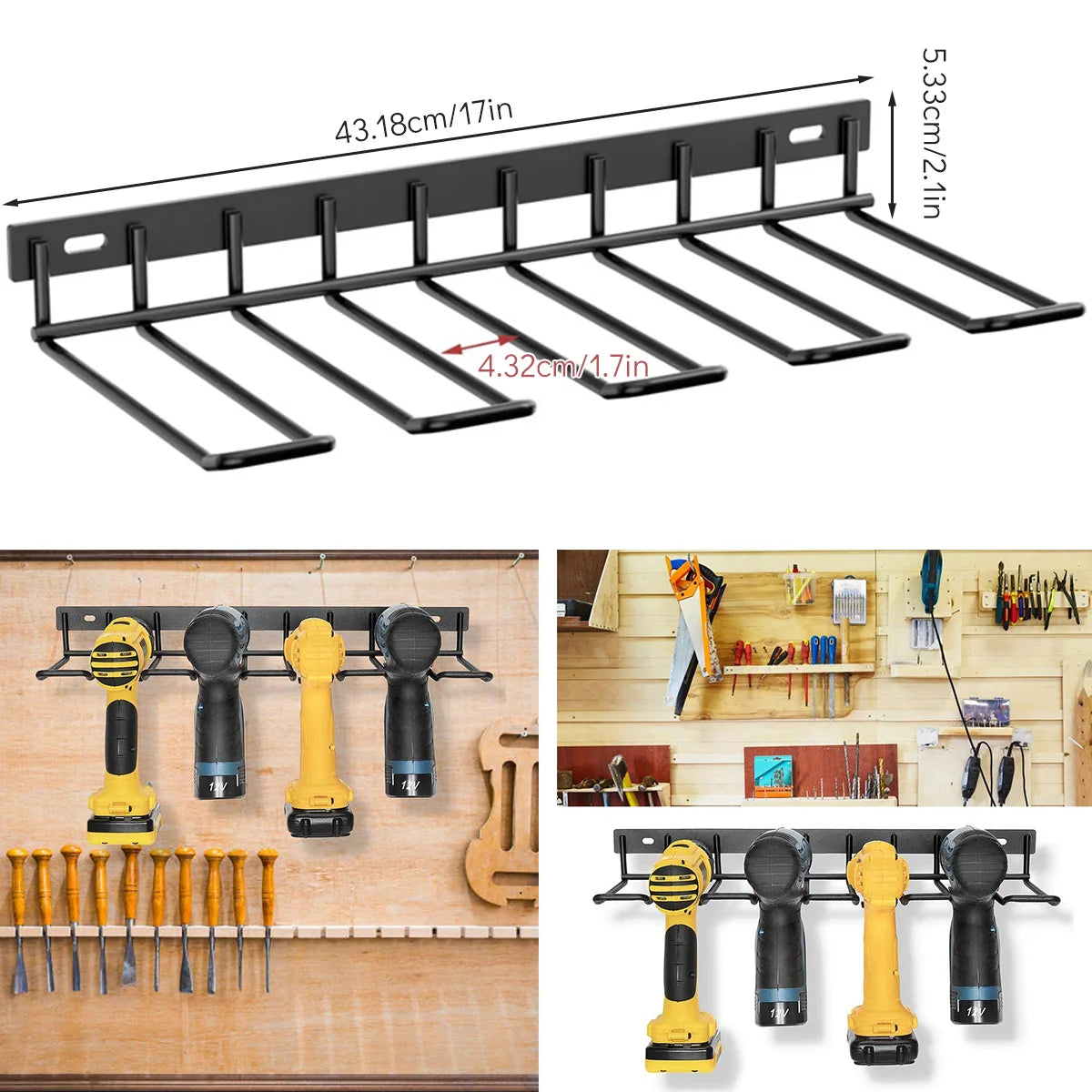 电动工具架电钻支架壁挂式电动工具收纳架车间扳手工具螺丝刀电源储物架家用