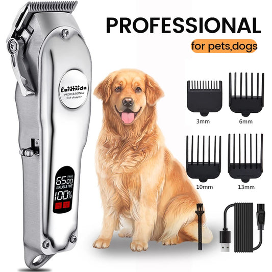 Cortadora de pelo profesional para perros, máquina cortadora recargable de Metal para mascotas, afeitadora para gatos, aseo para cachorros, corte de pelo de bajo ruido 