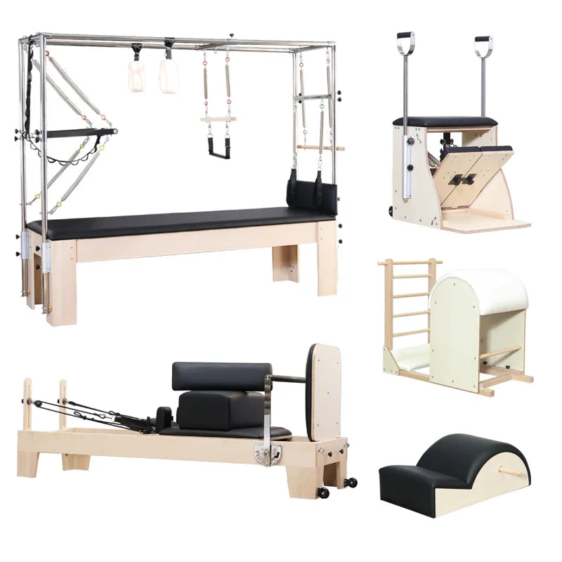 Pilates de calidad profesional que incluye Reformer Cadillac, silla de mesa Wunda, barril de escalera y corrector de columna. Estudio completo disponible 