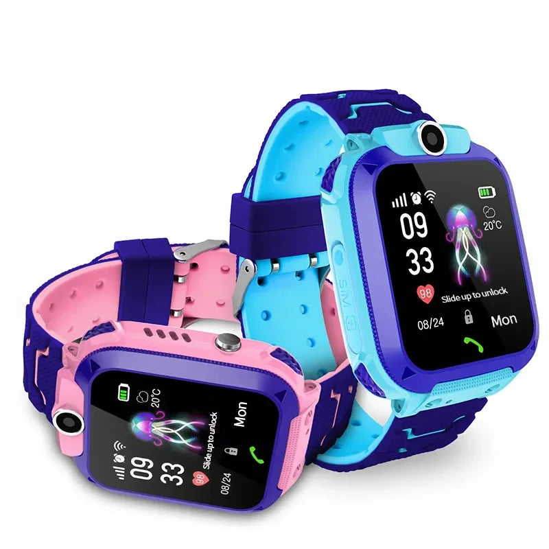 Q12 niños inteligente 2G llamada teléfono reloj impermeable madre niños GPS Monitor niño niñas SOS niños deportes relojes digitales rastreador 