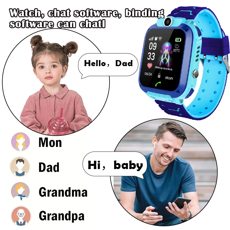 Q12 niños inteligente 2G llamada teléfono reloj impermeable madre niños GPS Monitor niño niñas SOS niños deportes relojes digitales rastreador 