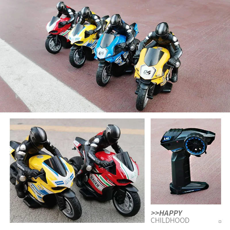 Motos RC de juguete para niños 1/6, coches RC de Motor eléctrico de alta velocidad, 4 canales, Control remoto, motocicleta de carreras, coche de derrape, modelo regalo 