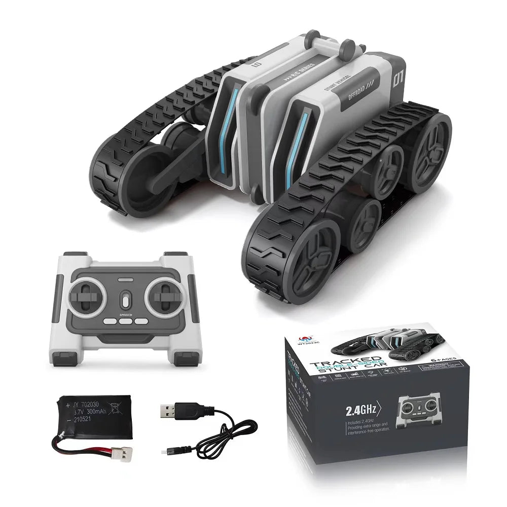 Tanque RC, tanque de Control remoto, vehículo acrobático, doble giro, iluminación fresca, rotación de 360 ​​°, acrobacias elegantes, coche eléctrico, juguete para regalo para niños 