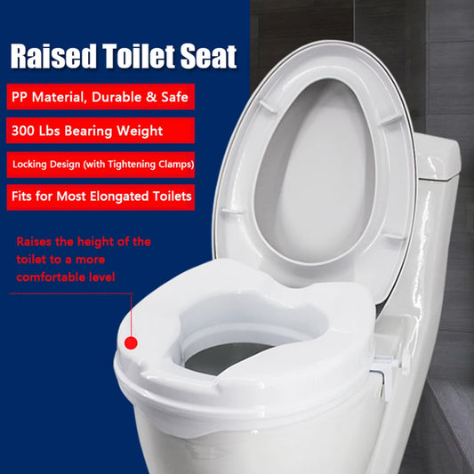 Raised Toilet Seat 300 Lbs Heavy Duty Elevated Toilet Seat with Tightening Clamps Raised Toilet Seats for Most Elongated Toilets