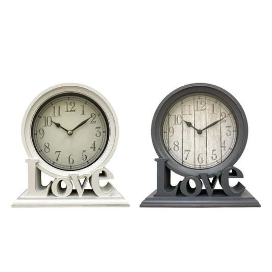 Round Desk Clock Mantel Clocks Non Ticking Love Decorative Watches Table Clocks for Office Living Room Bedroom Farmhouse Decors