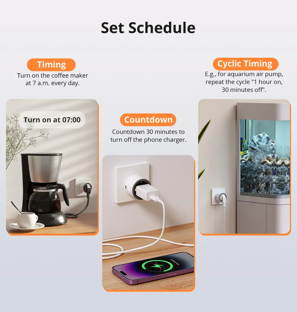 SONOFF S60 UE/Reino Unido WiFi enchufe inteligente Monitor de potencia toma de corriente inteligente temporizador de protección de sobrecarga a través de EWeLink Alexa Google Home IFTTT 