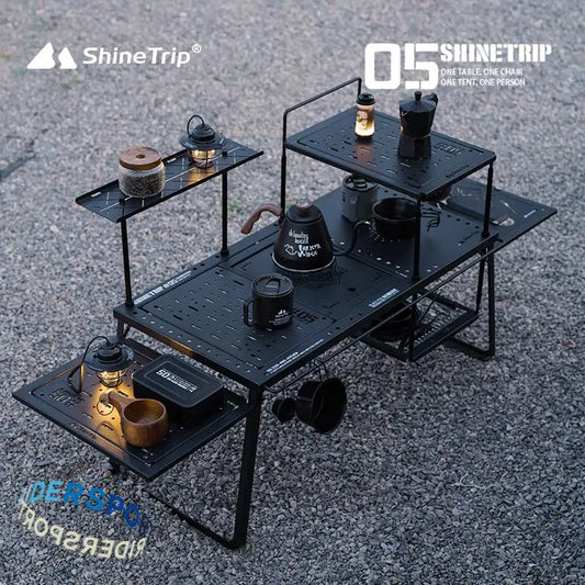 ShineTrip Outdoor 05 系列黑雾 IGT 模块化独立式桌子 便携式桌子 折叠式铝制露营桌子套装