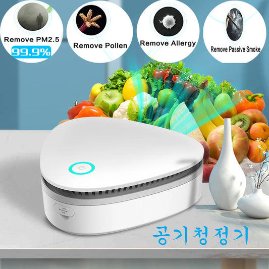 Purificador de aire inteligente para frigorífico, purificadores de aire refrescantes, generador de aniones de ozono portátil, recargable por USB, para cocina, hogar, transparente, 공기청정기 