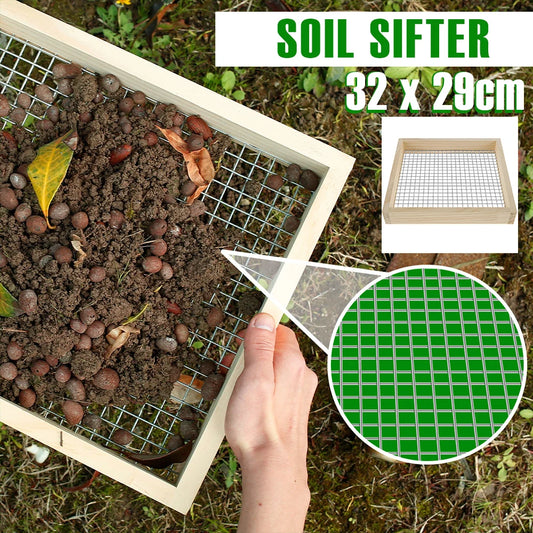 Soil Sifter Lightweight Wood Rocks Sifter Multifunctional Compost Strainer Ergonomic Hand Held Sifting Screen Tool for Worm Rock