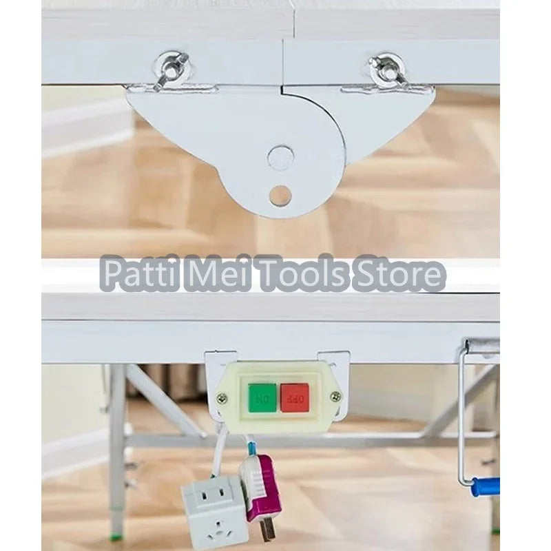 Stainless Steel Small Saw Table Frame Multifunctional Woodworking Worktable Folding Lifting Woodworking Workbench Shelf 80x120cm